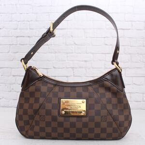 Louis Vuitton Thames PM Damier Ebene Hobo Shoulder Bag Brown Leather Purse A2285